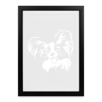 Papillon head "Black Edition" - Framed poster (27 × 37 cm) - black - Front