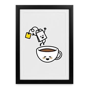 Tea bag tea cup tea drinker tea lover - Framed poster (27 × 37 cm) - black - Front