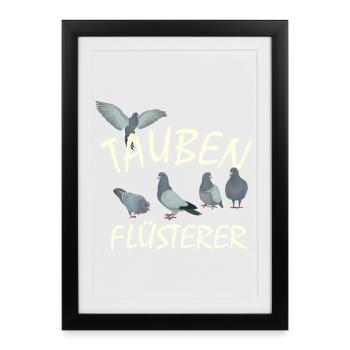 Tauben - Taubenflüsterer Brieftauben Taubenzüchter - Gerahmtes Poster (27 × 37 cm) - Schwarz - Vorne