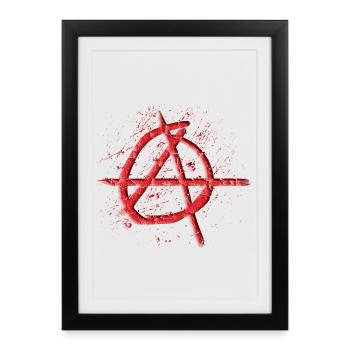 Icône d’anarchie cool en 3D-look pour Antifa Punk - Affiche encadrée (27 × 37 cm) - noir - Devant