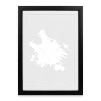 Loup blanc hurlant - Affiche encadrée (27 × 37 cm) - noir - Devant