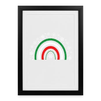 arc en ciel de noel paillette à personnaliser - Affiche encadrée (27 × 37 cm) - noir - Devant