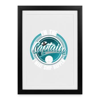 Capitaine Voilier Bateau à moteur Bateau Marin - Affiche encadrée (27 × 37 cm) - noir - Devant