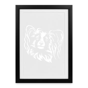 Papillon Head "Black Edition" - Framed poster (27 × 37 cm) - black - Front