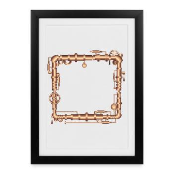 Cadre Steampunk en look de machine à vapeur - Affiche encadrée (27 × 37 cm) - noir - Devant