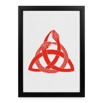 Serpents rouges et symbole celte - Affiche encadrée (27 × 37 cm) - noir - Devant