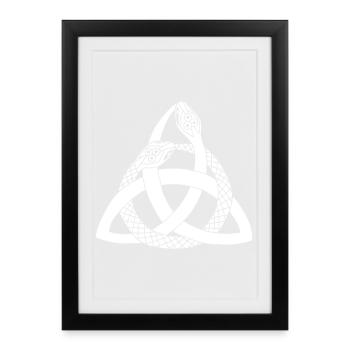 White snakes and Celtic symbol - Framed poster (27 × 37 cm) - black - Front