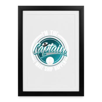 Capitaine Voilier Bateau à moteur Bateau Marin - Affiche encadrée (27 × 37 cm) - noir - Devant