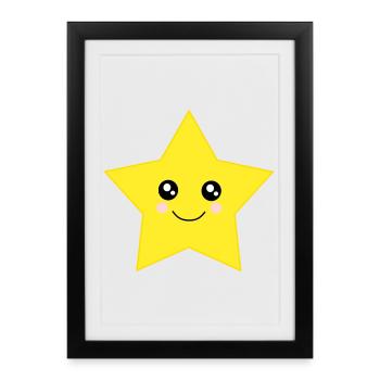 Kawaii, Starlettes, Étoiles, Kawaii Design, Kawaii - Affiche encadrée (27 × 37 cm) - noir - Devant