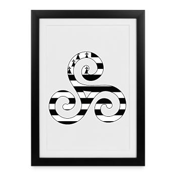 Brittany logo Gwenn ha du Triskèle Breton gift - Framed poster (27 × 37 cm) - black - Front