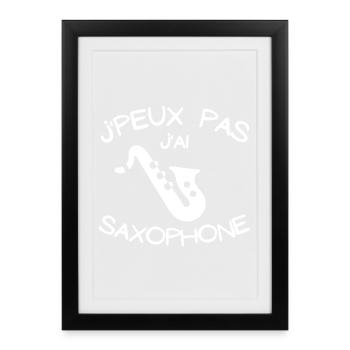 saxophone, jouer de saxophone - Affiche encadrée (27 × 37 cm) - noir - Devant
