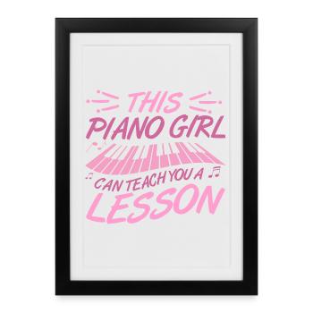 Fille au piano - Affiche encadrée (27 × 37 cm) - noir - Devant