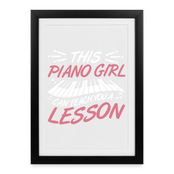 Pianiste Girl - Affiche encadrée (27 × 37 cm) - noir - Devant