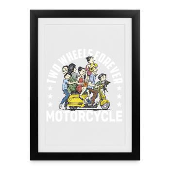 Scooter Crew Parade Motard Motard Scooter - Affiche encadrée (27 × 37 cm) - noir - Devant