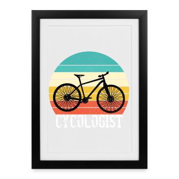 Cycologue Funny Vintage Cycliste - Affiche encadrée (27 × 37 cm) - noir - Devant