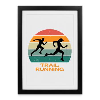 trail, trail running, course à pied - Affiche encadrée (27 × 37 cm) - noir - Devant