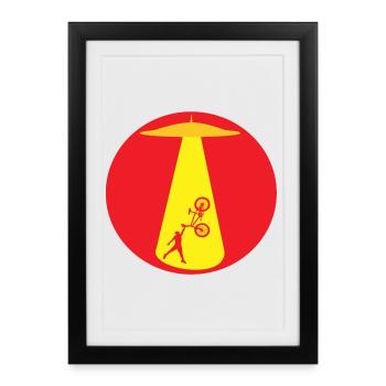 Enlèvement d’OVNI par un cycliste - Affiche encadrée (27 × 37 cm) - noir - Devant
