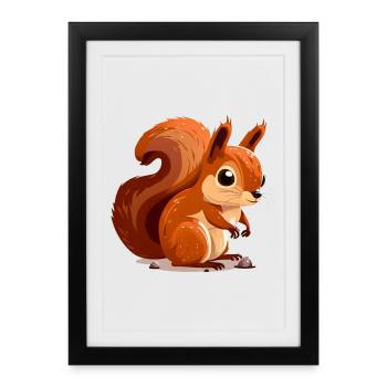 Charme Écureuil Ensoleillé - Affiche encadrée (27 × 37 cm) - noir - Devant