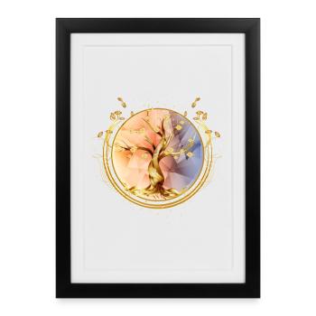 Amulette magique, symbole de l’arbre de vie doré - Affiche encadrée (27 × 37 cm) - noir - Devant