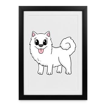 Samoyède Chien Races Chiens Chiens - Affiche encadrée (27 × 37 cm) - noir - Devant