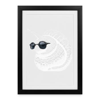 Escargot licorne cool - Affiche encadrée (27 × 37 cm) - noir - Devant