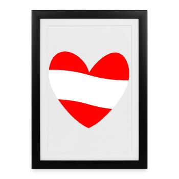 Cœur du drapeau autrichien - Affiche encadrée (27 × 37 cm) - noir - Devant