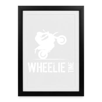 Symbole de motard motard Wheelie Time Illustration - Affiche encadrée (27 × 37 cm) - noir - Devant