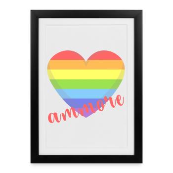 t-shirt Napoli ammore gay lgbt coeur gay pride - Affiche encadrée (27 × 37 cm) - noir - Devant