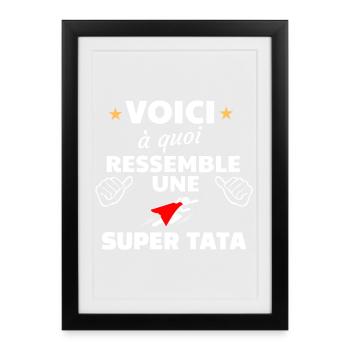 Message humoristique pour super tata - Affiche encadrée (27 × 37 cm) - noir - Devant