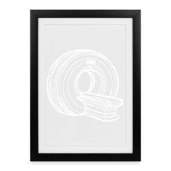 Radiology MRI Scanner One Line Art Manip Radio - Framed poster (27 × 37 cm) - black - Front
