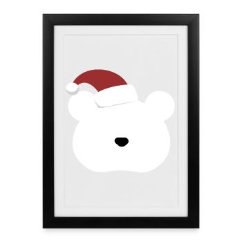 Polar Bear- Christmas edition - Gerahmtes Poster (27 × 37 cm) - Schwarz - Vorne