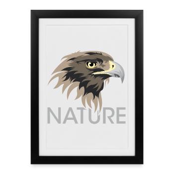 Illustration de logo d’animaux d’icône d’aigle de la nature - Affiche encadrée (27 × 37 cm) - noir - Devant