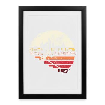 Monocycle Urban Skyline Glow - Affiche encadrée (27 × 37 cm) - noir - Devant