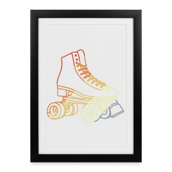 Croquis de patins à roulettes - Affiche encadrée (27 × 37 cm) - noir - Devant