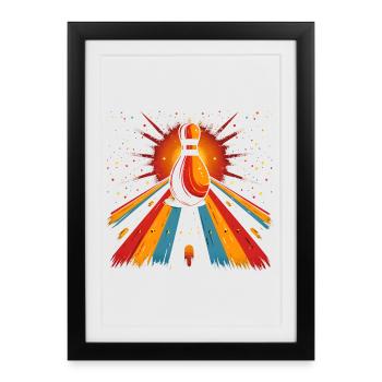 Bowling Dessin Vintage - Affiche encadrée (27 × 37 cm) - noir - Devant