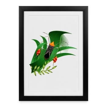Anisoscelis alipes punaise des feuilles et feuilles vertes - Affiche encadrée (27 × 37 cm) - noir - Devant