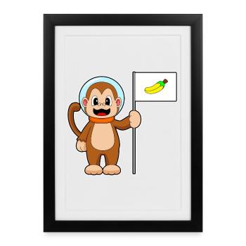 Monkey Astronaut Space - Framed poster (27 × 37 cm) - black - Front