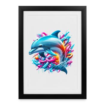 Dauphin - Affiche encadrée (27 × 37 cm) - noir - Devant