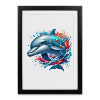 Dauphin - Affiche encadrée (27 × 37 cm) - noir - Devant