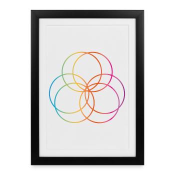 Yoga Méditation Cercle Arc-en-ciel Yogi coloré - Affiche encadrée (27 × 37 cm) - noir - Devant