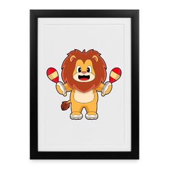 Musique de hochet de musicien Leo - Affiche encadrée (27 × 37 cm) - noir - Devant