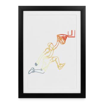 Look rétro de basket-ball - Affiche encadrée (27 × 37 cm) - noir - Devant