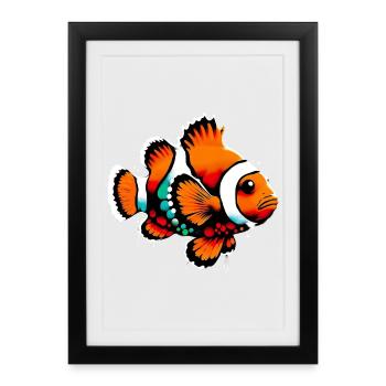 Poisson-clown - Affiche encadrée (27 × 37 cm) - noir - Devant