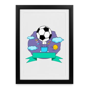Fußball Heißluftballon Namensschild lila - Gerahmtes Poster (27 × 37 cm) - Schwarz - Vorne