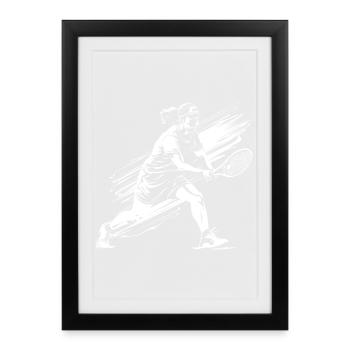 Tennisspieler Skizze - Gerahmtes Poster (27 × 37 cm) - Schwarz - Vorne