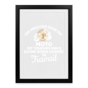 Arbeitstag Motorrad Zitat - Gerahmtes Poster (27 × 37 cm) - Schwarz - Vorne