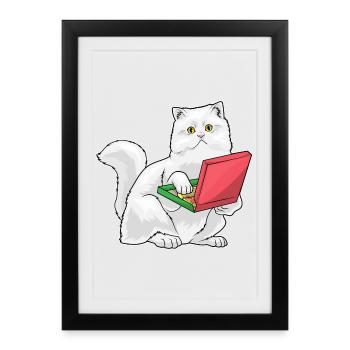 Pizza Chat Persan - Affiche encadrée (27 × 37 cm) - noir - Devant