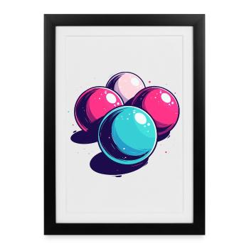 Boules de billard - Affiche encadrée (27 × 37 cm) - noir - Devant