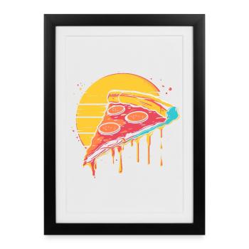 Pizza slice illustration - Framed poster (27 × 37 cm) - black - Front