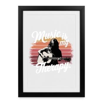 Music is My Therapy clef les amateurs de musique et - Affiche encadrée (27 × 37 cm) - noir - Devant